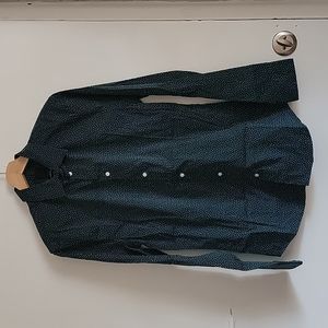 Green polka dot button up shirt